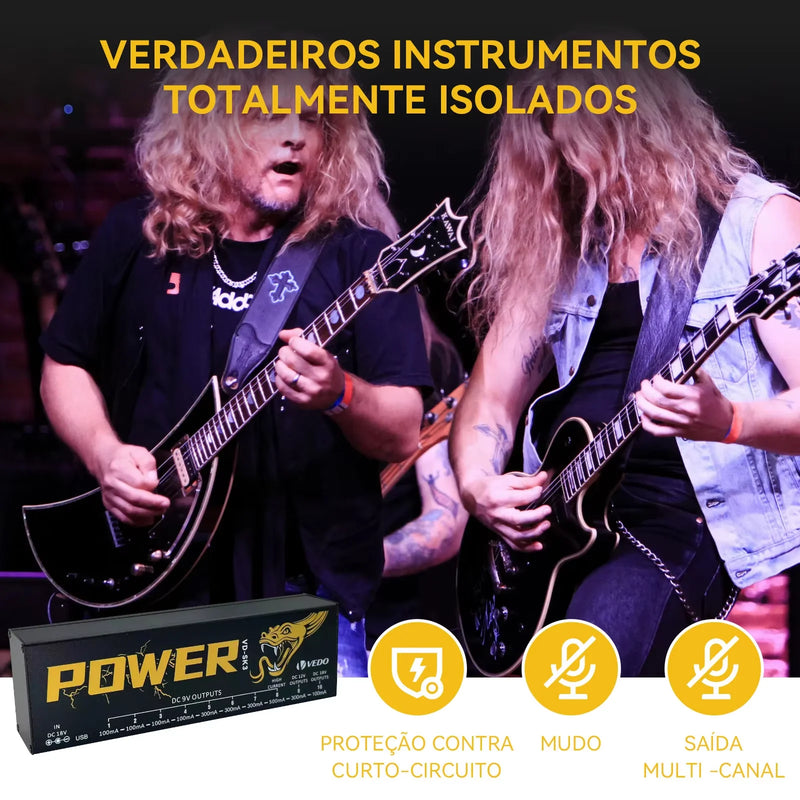Guitar Effect Pedal Power Supply 10 Isolated Outputs (9V, 12V, 18V) Short Circuit /Overcurrent Protection Guitar Effect Power