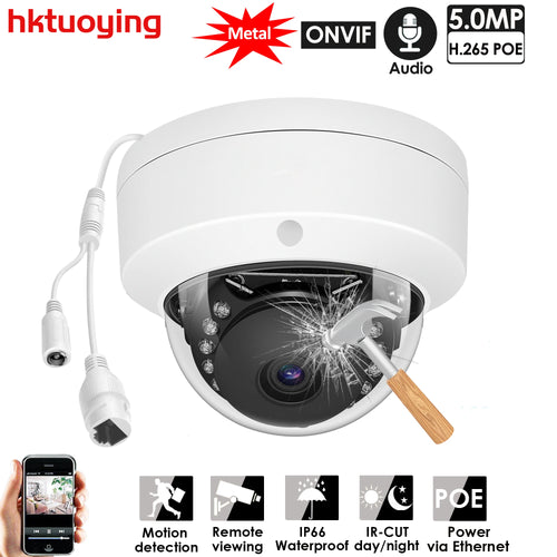 5MP Metall-Dome-POE-IP-ONVIF-Audio-Aufnahme-CCTV-Kamera 4MP Vandalensicher IP66 Außenbereich Heimüberwachung Video-Gesichtserkennung
