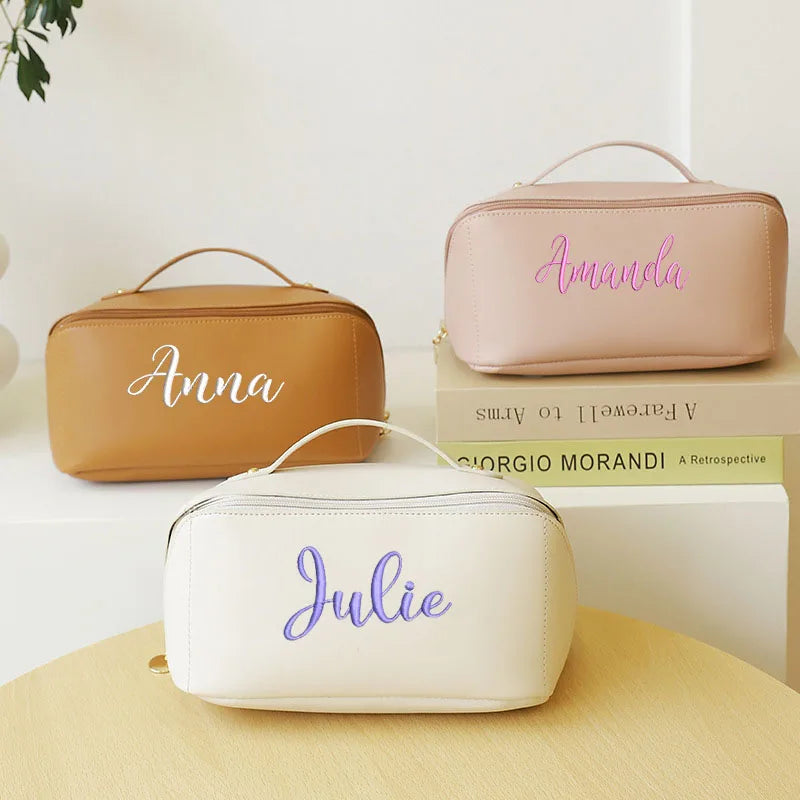 Personalized embroidery cosmetic bag organ pillow bag multi-layer travel tote cosmetic case cosmetic storage bag