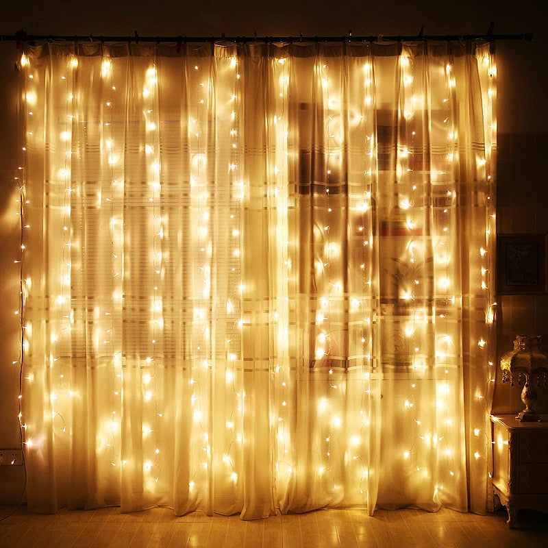 Curtain LED String Lights Garland Festival Decoration 8 Modes USB Remote Control Holiday Wedding Fairy Lights for Bedroom Home