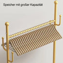 Kleiderständer, Goldener Garderobenständer mit 6 Haken, Freistehender Kleiderständer, Kleiderstange aus Metall