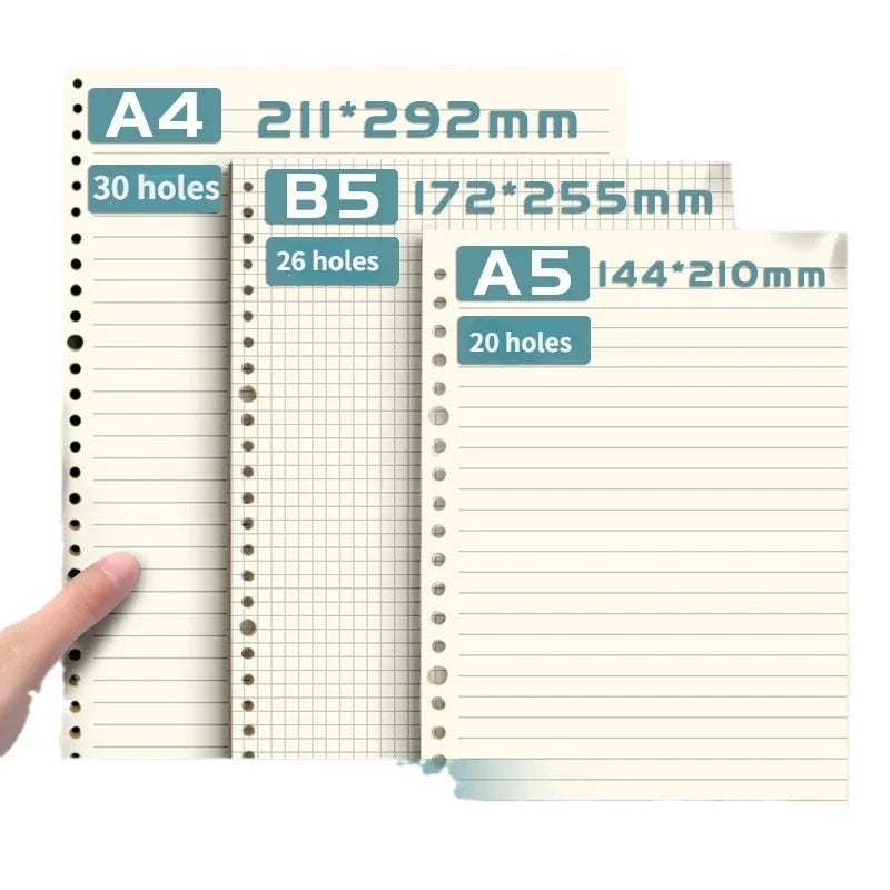 A4/A5/B5 Loose-leaf Paper Loose-leaf Book Notebook Replacing Core26 Holes Thickened  Filler Paper School Office Supplies