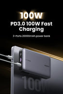 UGREEN 100W 20000mAh Power Bank Portable PD Fast Charging PowerBank for iPhone 15 Laptop Notebook  Fast Charge External Battery