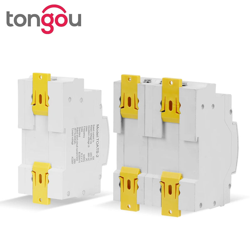 NEW TONGOU Din Rail 2P 4P ATS Dual Power Automatic Transfer Switch Electrical Selector Switches Uninterrupted Power 63A