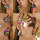 Colorful Series Shiny Rhinestone Big Stud Earrings For Women 2023 Trend Luxury Round Fashion Jewelry Girl Party Accessories Gift