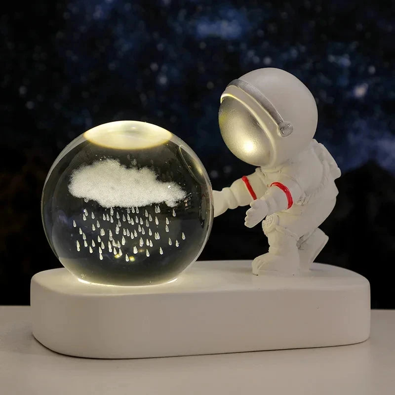 3D Astronaut Crystal Ball Creative LED Night Light For Children Bedroom Planet Space Solar System Lamp USB Christmas Kid Gift