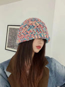 2024 New Korean-Japanese Hand Buckle Crochet Bucket Hat Spring and Autumn Winter Sun Hat Female Cherry Designer Bob Basin Hat