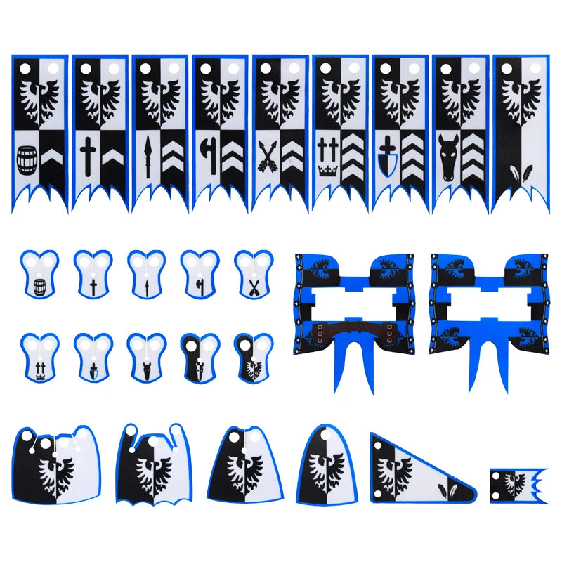 MOC Medieval Accessories Series Building Blocks Military Army Soldier Armour Shield Helmet Sword Crown Weapon Knight Bricks Toys