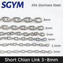 304 Stainless Steel Chain 3/3.5/4/5/6/8/10mm Diameter Hanging Chain Gourd Lifting Heavy Duty Welded Binding Chain Kirin Whip