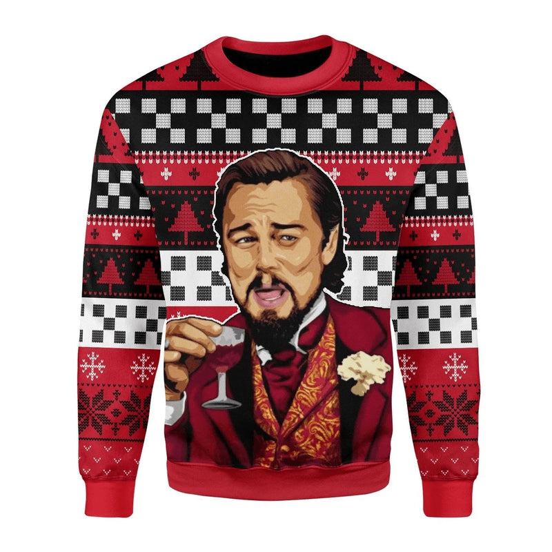 Autumn And Winter Clothing Laughing Leo DiCaprio Meme Ugly Christmas Sweater Gift Santa Clau Pullover Men 2024 3D Sweatshirt Top