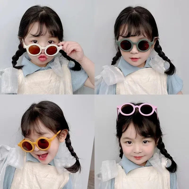 Children Cute Cartoon Small Frame Sunglasses Kids Round Glasses Baby Fashion Colors Sunglasses Boys Girls Sun Protection Eyewear