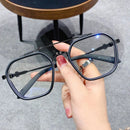 1x Blaulichtfilter Brille für Herren, modisch, High-End, optische Gläser, klar, schwarzer eckiger Rahmen, Anti-Strahlung
