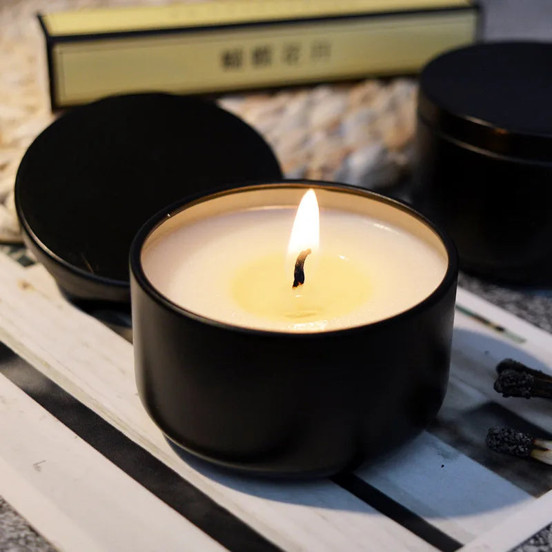 Burning 15h Citronella Anti-mosquito Aromatherapy Candels Black Tin Can Hotel Home Environmentally Friendly Soy Aromatic Candle