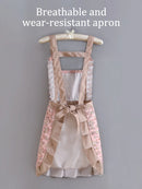 1pc Strap Canvas Floral Apron with Hood, Waterproof Oil-resistant Breathable Workwear WaistApron