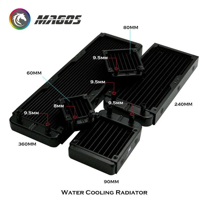 G1/4'' Aluminum Radiator For PC Water Cooling Computer Case GPU CPU RAM Cooler Fan Heatsink 60/80/90/120/240/360mm Black/White