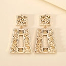 Fashion Metal Hollow Crystal Geometric Dangle Earrings For Women 2022 Trend Boho Luxury Design Pendientes Vintage Party Jewelry