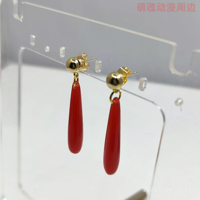 Frieren at the Funeral character Frieren Cosplay Red Resin Pendant Earrings Stud Earring Clip Earrings ZS002