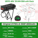 Rear Rack eBike Battery 21700 18650 52V 48V 27Ah 72V 20Ah with Rack no Rack Optional for 1500W 1000W 750W 500W 24"-28 inch