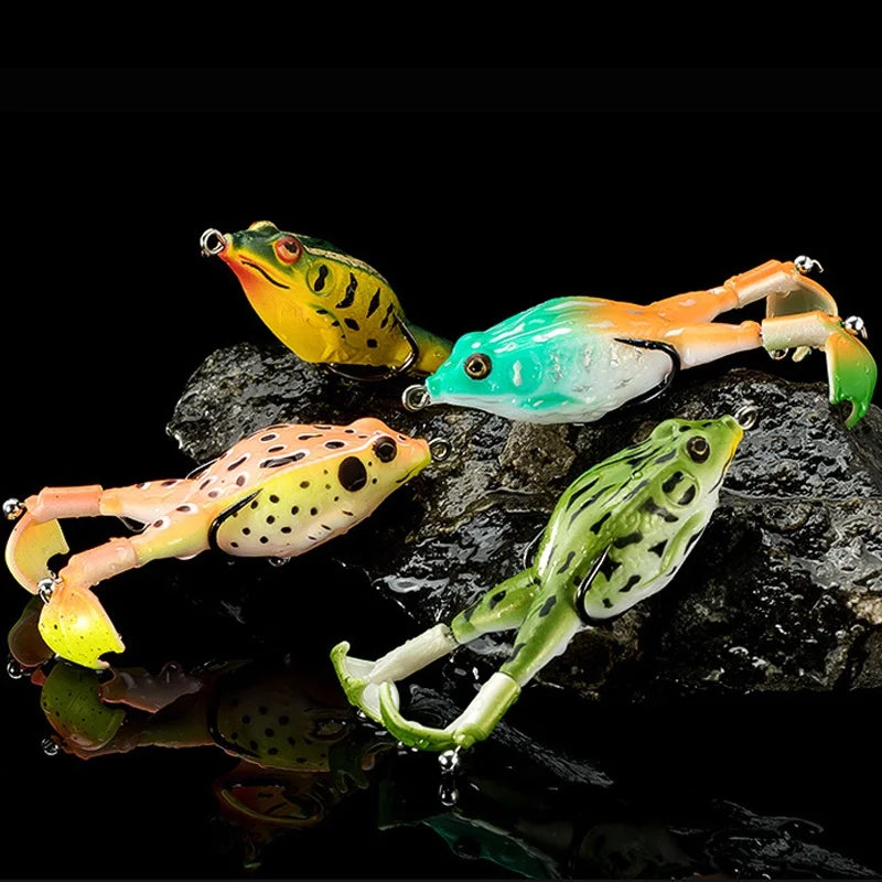 1pcTop Water Bass Fishing Lures Soft Frog Double Propellers Legs Freshwater Bait for Bass Snakehead Pike