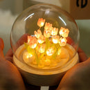 Mini Tulip Night Light Crystal Glass Ball Lights Bedroom Ornaments Home Wedding Party Decoration Birthday Valentine's Day Gifts