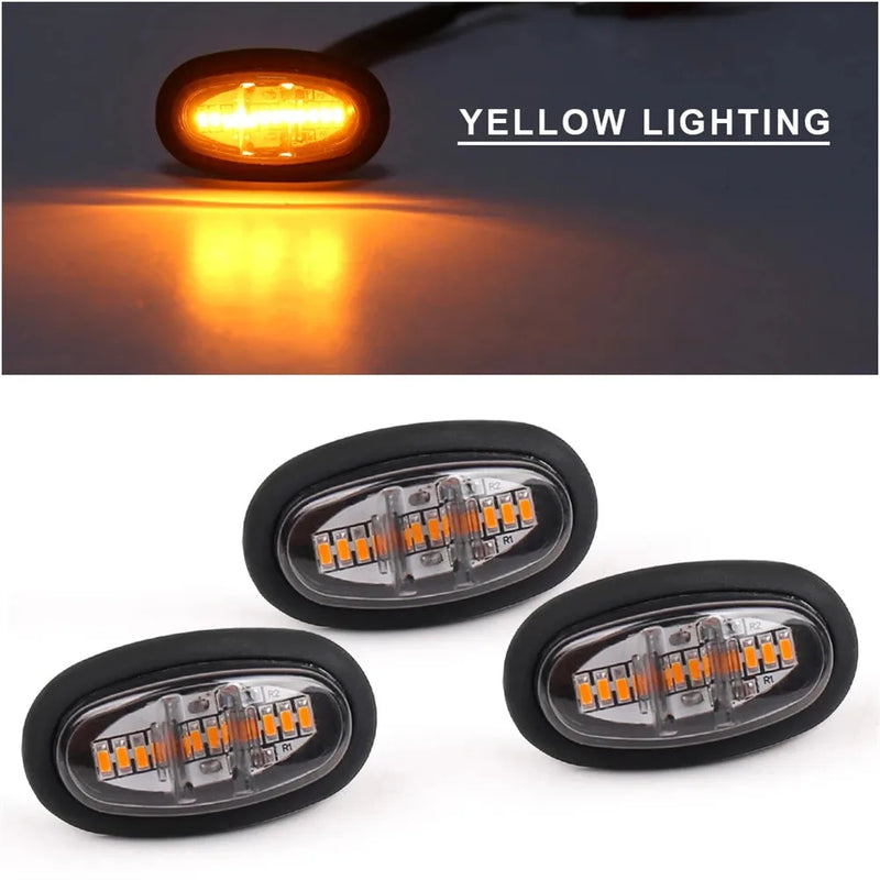 3pcs Front Grille Light Raptor Style Smoked Lens Amber LED Light 12V 0.6A 6W For Ford F150 LED Grill Light