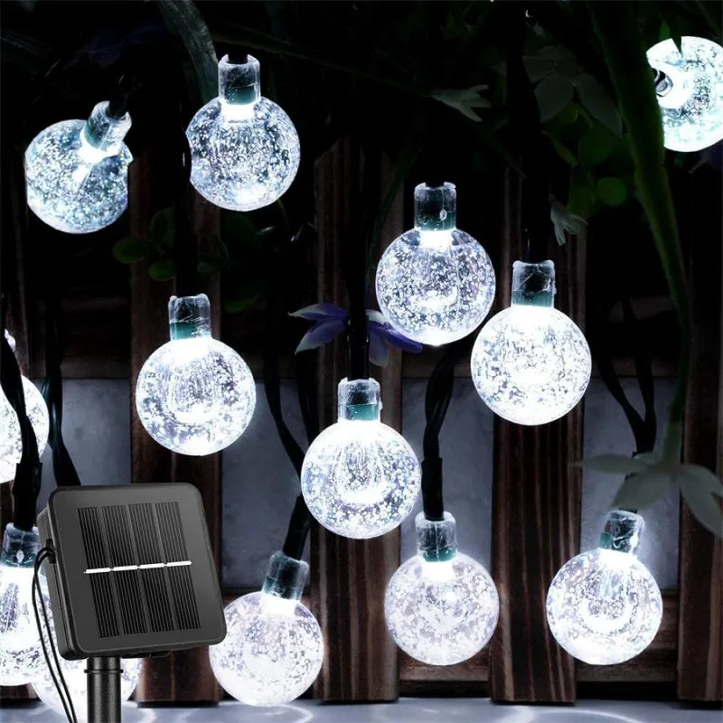 Solar Crystal Globe String Lights Outdoor Waterproof Fairy Light Christmas Halloween Party Decor Lights for Garden Patio Balcony