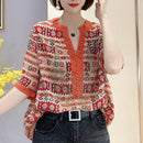 Elegant Fashion Rivet Casual Printing Diamonds Diamonds Pullovers 2024 New Summer Short Sleeve Loose Temperament Shirt T-Shirt