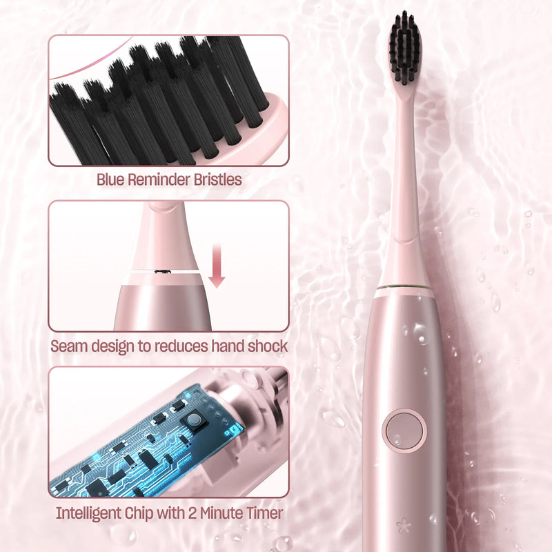 Sejoy Electric Toothbrush Tooth Brush USB Rechargeable Adult Ultrasonic Teeth Cleaning 8 Replacement Toothbrush Heads