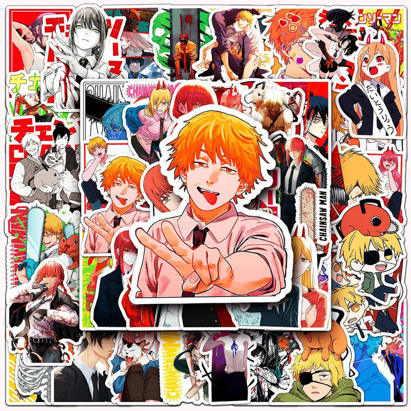 10/30/51pcs Cool Chainsaw Man Anime Stickers Cartoon Kids Sticker Toy DIY Phone Water Bottle Suitcase Graffiti Decals Decoration