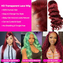13x4 HD Body Wave 99J Burgundy Colored Human Hair Wigs For Women 200 Density 13x6 Transparent Lace Frontal Wigs 42 44 Inch