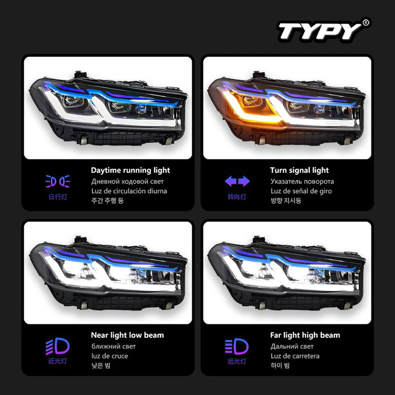 Car Lights FOR BMW 5 Series G30 G38 Headlight 2017-2020 LED Projetor head Lamp Daytime Running Light Automotive Accessories