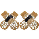 4Pcs/set Anti Slip Dog Socks with Straps Traction Control for Indoor on Hardwood Floor Wear Pet Paw Protector for Small Dogs Pet