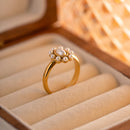 Uworld Sunflower White Pearl Inlaid Ring 18K Gold Plated Color Stainless Steel Waterproof Elegant Jewelry Valentine's Day Gift
