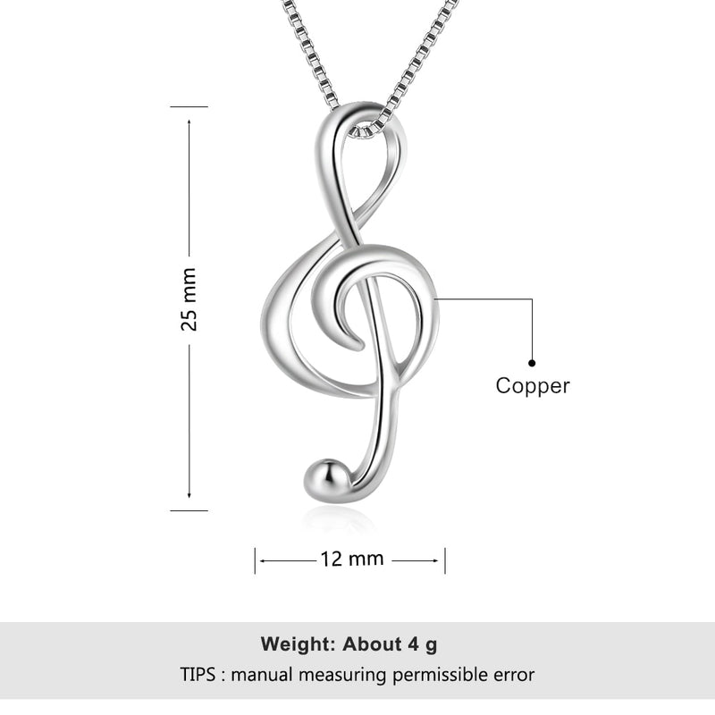 JewelOra Silver Color Musical Note Necklaces & Pendants Elegant Pendant Necklace Women Gifts for Girlfriend