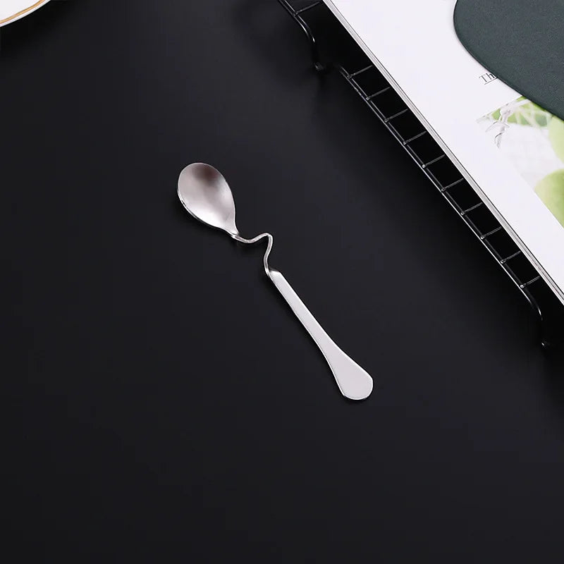 5PCS Creative Stainless Steel S-shaped Cup Spoon Restaurant Hotel Curved Handle  Coffee Milk Tea  Stirring