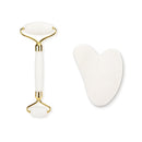 Gesichtsroller-Set aus weißem Kristall-Jadestein, gegen Falten, Facelifting, Gua Sha Massagegerät, Gesichts-Massagetool, Naturstein-Roller-Set, Schönheitspflege