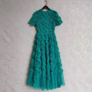 Quality Brand Designer Summer Holiday Layers Ruffles Cake Dress Women Long Maxi Prom Dresses Evening Midi Tulle Vestidos