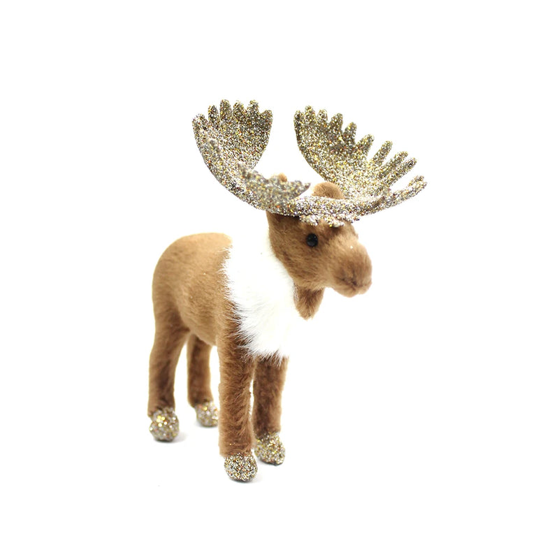 Simulation Christmas Deer Model Favor Xmas Home Decoration Craft Ornaments Display Table Reindeer Elk Animal Miniatures Kid Gift