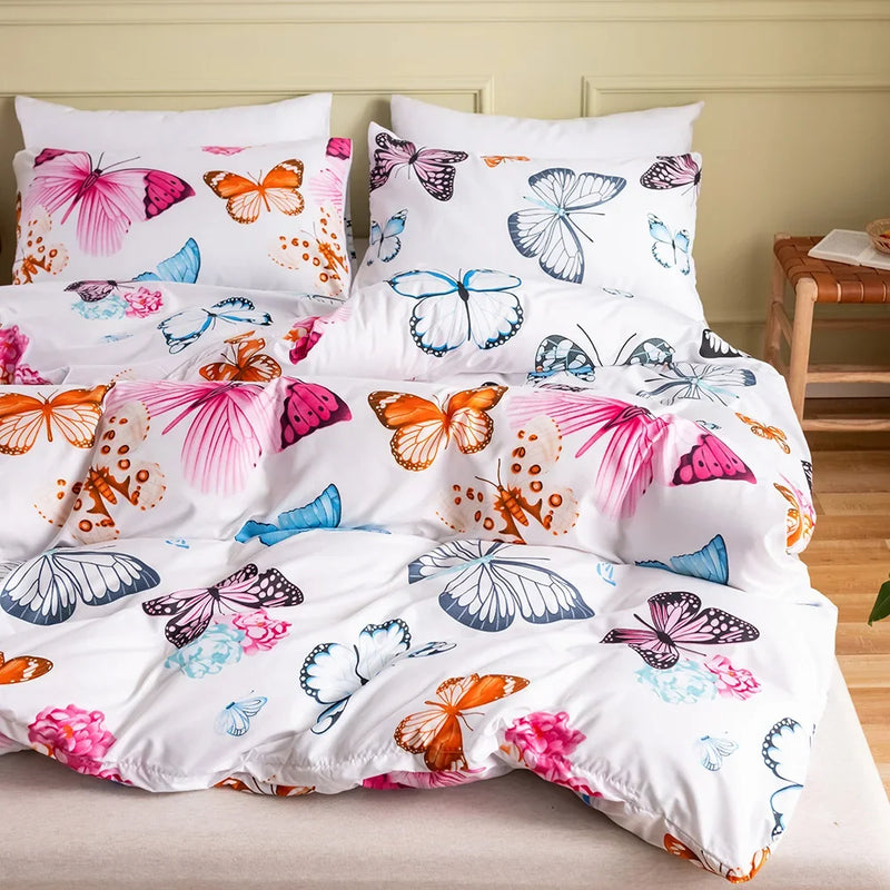 Luxury Bedding Sets 2/3 Pcs Nordic Butterfly Pattern Northern Europe Duvet Cover Set 220x240 200x200 for Adult King Queen Twin