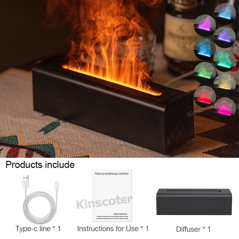 Colorful Flame Aroma Diffuser Humidifier USB Desktop Simulation Lighting Aromatherapy Purifier Air Ultrasonic Cool Mist Diffuser