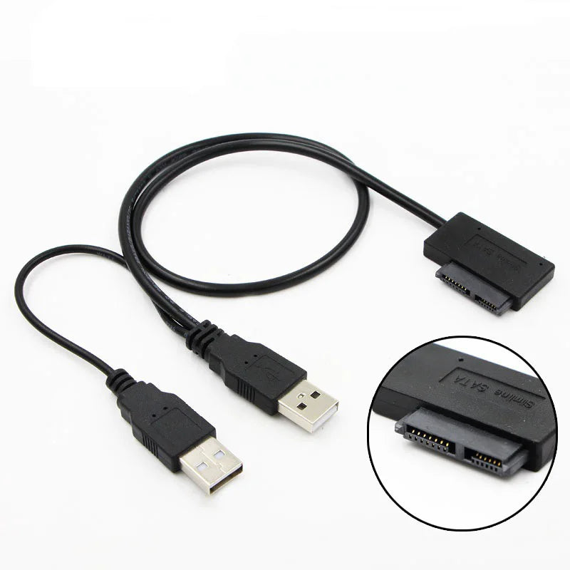 USB 3.0 to Mini SATA II 7+6 13 Pin External Cable For PC Laptop Notebook CD/DVD ROM Slimline Slim Power Supply Adapter Converter