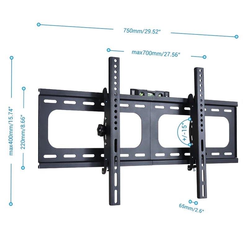 Ultra Thin Tilting TV Wall Mount Bracket Universal for 26-75 Inches Max Load 45kg