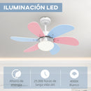 HOMCOM ceiling fan with light 34W Ø 82,5 cm DC Motor with 6 blades Multicolor