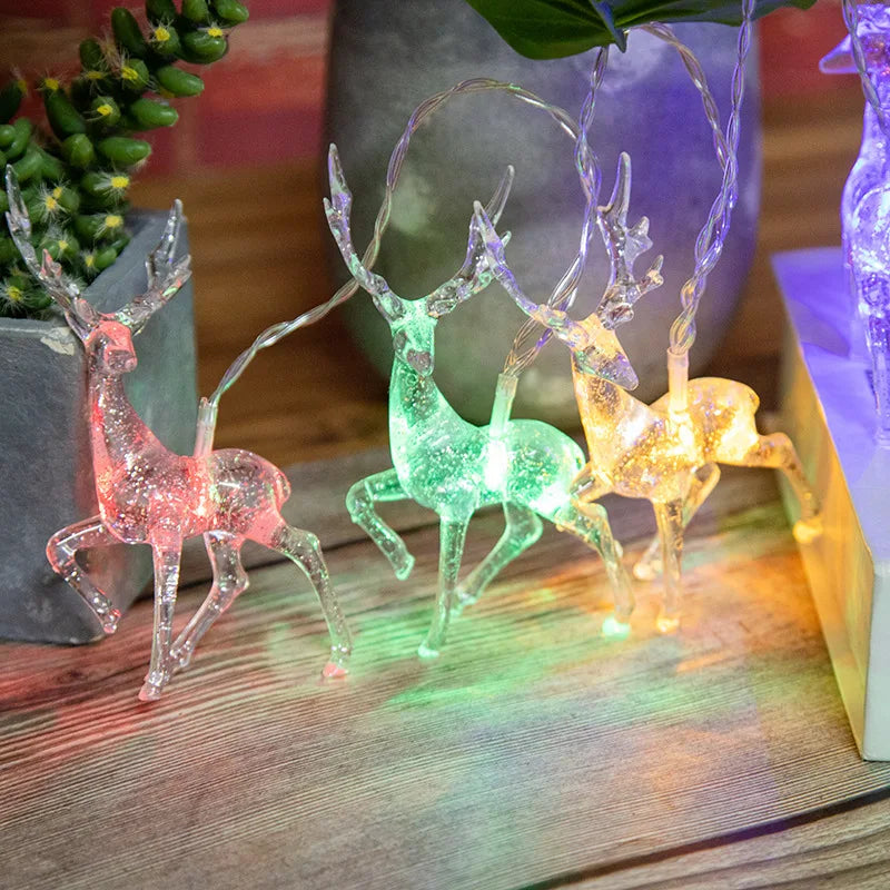 Deer LED String Light 10LED Battery Operated Reindeer Indoor Decoration for Home Christmas String Lights Outdoor Xmas Party