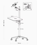 UT-2 Ergonomic Full Motion 2in1 Laptop Floor Stand Monitor Keyboard Support Height Adjust Moving Notebook Desk Home Office