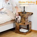 Wood Cat Condo House Bed with Removable Soft Mats Modern Cat Tree Tower with Scratching Pad Cat Scratcher Furniture Kitten Toys