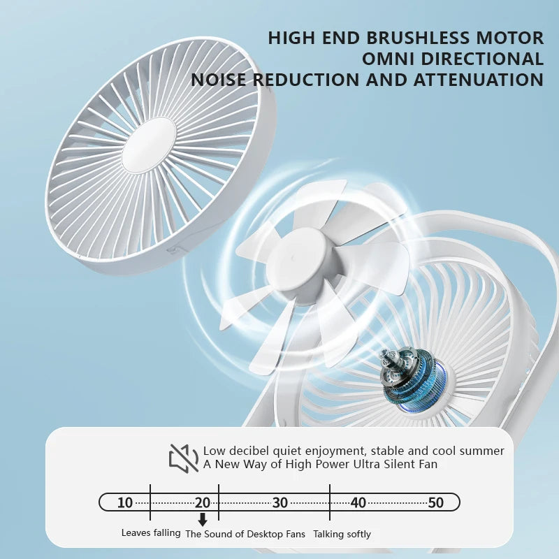 LK006 Desktop Small Fan with Battery Multi-function Utra-quiet Night Light Office Home Portable Summer Outdoor Portable Electri