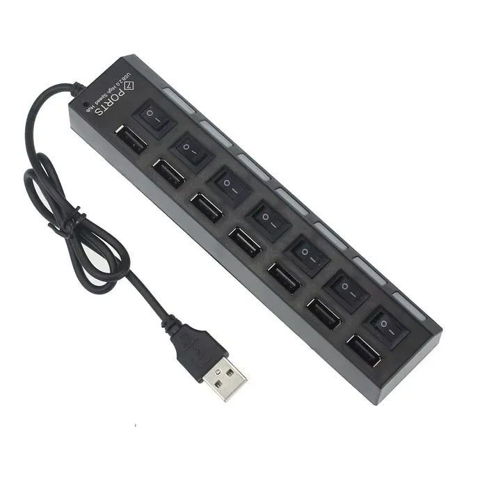 USB Hub 7-in-1 Adapter Multi Ports Use Power Adapter Extensor USB 2.0 PC Computer Accessories Switch USB for Pc Usb Port Laptop