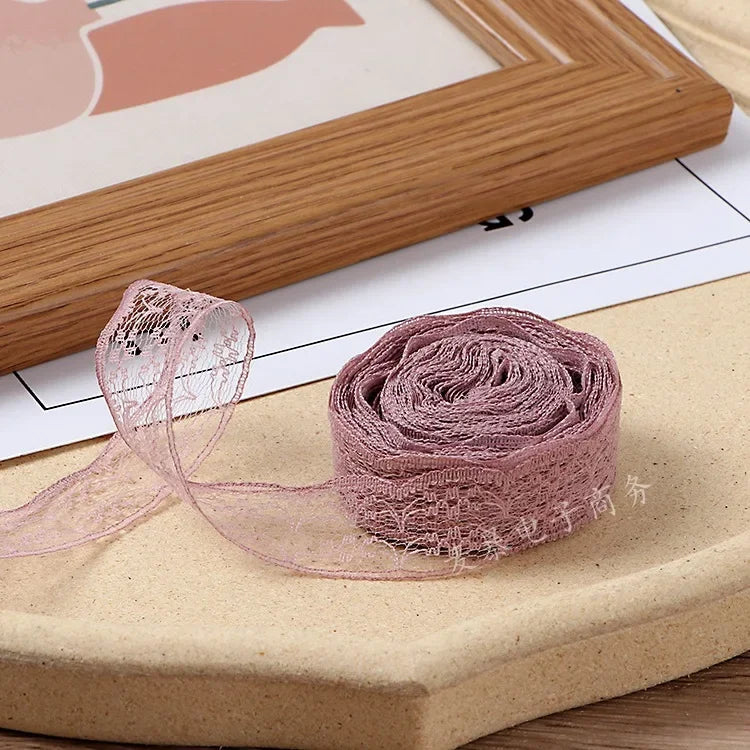 10Meters/Roll 2.2CM Non-Stretchy Lace Ribbon DIY Handmade Crafts Material Christmas Halloween Wedding Party Gift Wrapping Tape