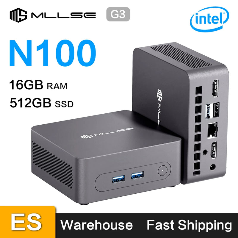 MLLSE G3 Mini PC Intel N100 CPU DDR4 16GB RAM 512GB SSD WiFi5 BT4.2 Windows 11 Mini Desktop Computer
